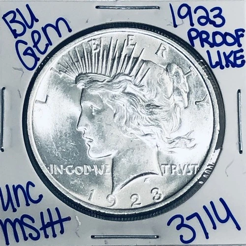 1923 BU UNCIRCULATED SILVER PEACE DOLLAR AUTHENTIC U.S. MINT FREE SHIPPING 3714
