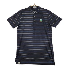 Peter Millar Summer Comfort Pine Valley Golf Mens Large Black Stripe Polo Shirt