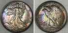 1944-P Walking Liberty Half Dollar 50C UNC 90% Silver NEON Rainbow Album Toning