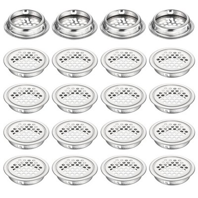 20pcs Circular Air Vents 1.4'' Stainless Steel Flat Louver Soffit Vent, Silver