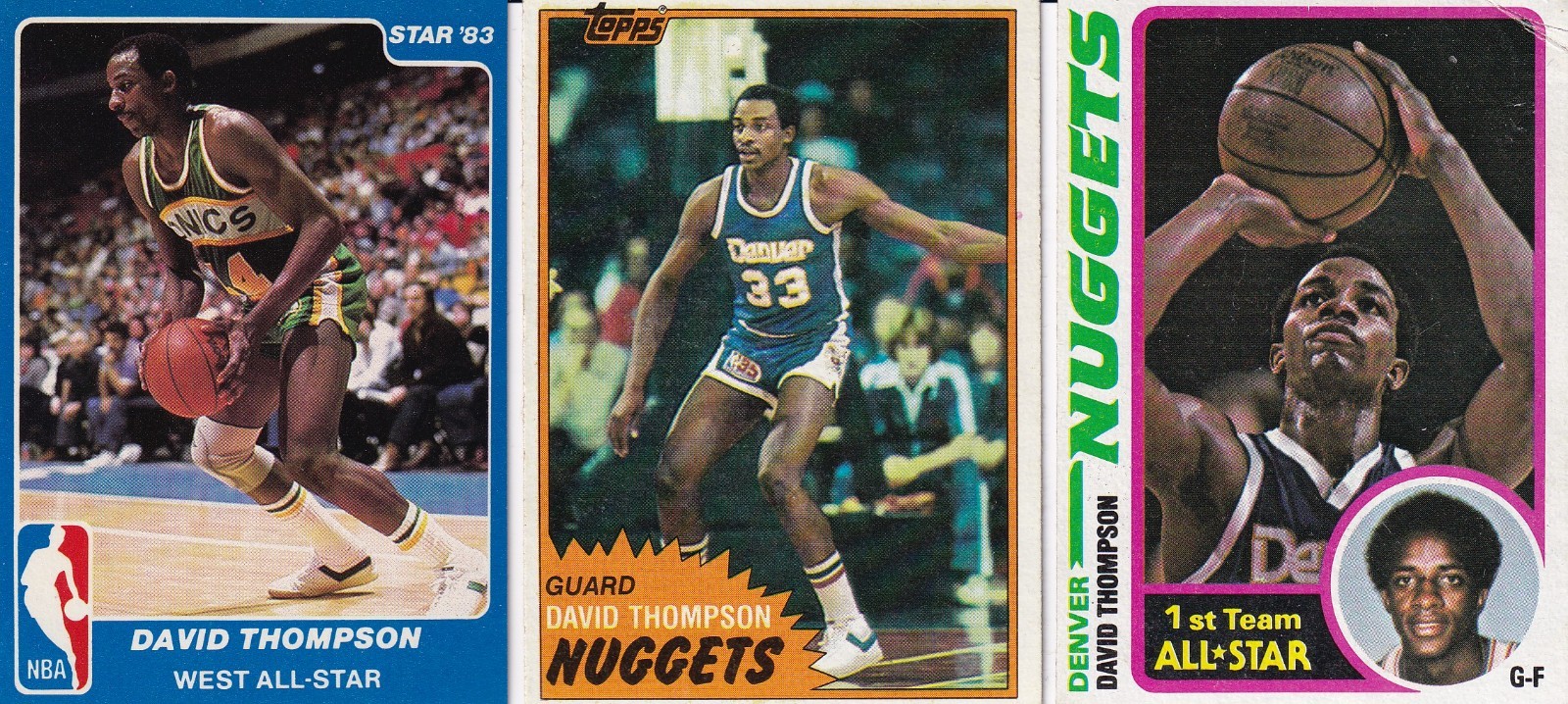 David Thompson ⭐ 1983 STAR Card; 1978-79 and 1981-82 Topps Cards HOF Nuggets EX+