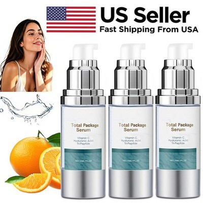 1-3pc Total Package Serum, All-In-One Vitamin C, Hyaluronic Acid, Peptides Serum