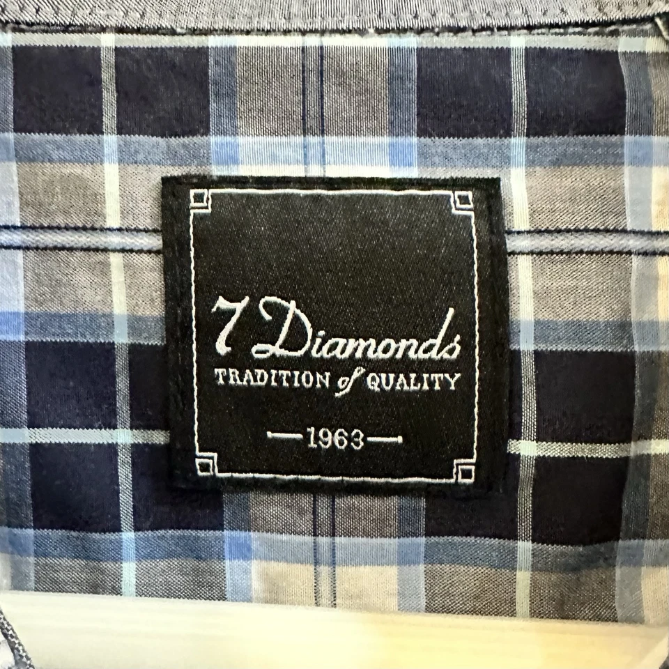 Camisa 7 Diamonds Para Hombre XXL A Cuadros Manga Larga Botón Foto 3 de 4
