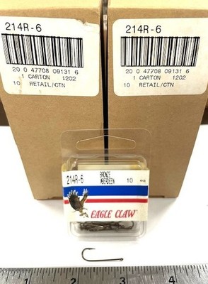 1 - CT. 10 PACKS OF 10 SIZE 6 BRONZE ABERDEEN EAGLE CLAW HOOKS! NEW!  FREE SHIP!