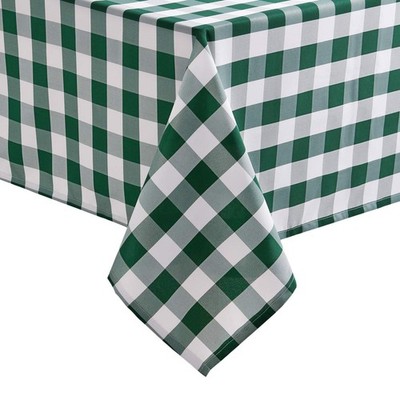 Checkered Rectangle Tablecloth 70x140 in Forest Green White Gingham