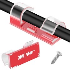 XHF 50pcs Medium Self Adhesive Cable Clips Clear Wire Management Wire Organizer