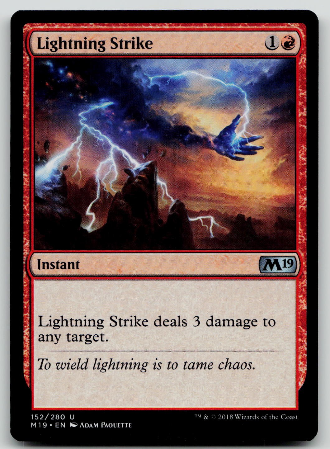 Lightning Strike 152 Uncommon Core Set 2019 Magic: The Gathering Lightly Played