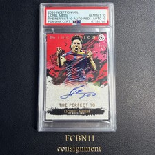 2020-21 Inception UCL Lionel Messi The Perfect 10 Red 04/10 PSA 10 Auto 10 HA26