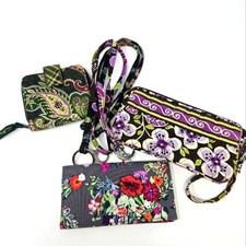 VERA BRADLEY ACCESSORY LOT OF 5 MIXED PRINTS LANYARD WRISTLET WALLET CHECKBOOK