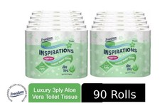 90 x Freedom Inspirations Quilted Soft Aloe Vera Toilet Roll 3 Ply Tissue Paper