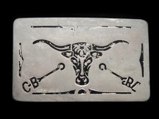 NB27115 VINTAGE 1970s  CATTLE HEAD  RANCH BRANDS  WESTERN  COWBOY BUCKLE