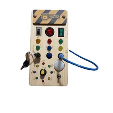 Montessori Wooden Busy Board with 8 LED Light switches, Sensory Toys Light Sw...