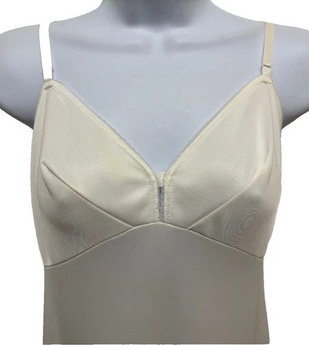 VTG Sears Nightgown Slip Size 34 Cream Front Slit Long Nylon Adjustable Straps