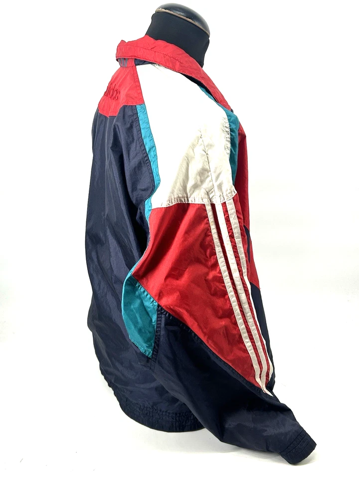 Vintage 90s Adidas Jacket Windbreaker blue red track top zip up Mens XL - Image 4 of 4