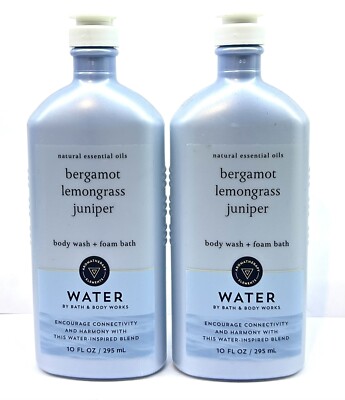 (2) Bath & Body Works Aromatherapy Elements WATER Harmony Wash + Foam Bath 10oz