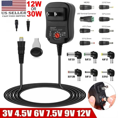 12W / 30W Muti Universal AC To DC 3V~12V Adjustable Power Adapter Supply Charger