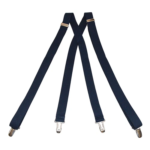 Men's Elasticated Thin Trouser Braces, 1" wide - Navy