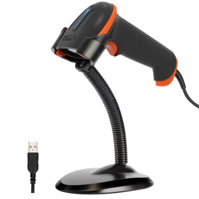 Tera 1D 2D kabelgebunden Barcode Scanner D5100Y-Z orange/schwarz kabellos funktionstüchtig GEBRAUCHT