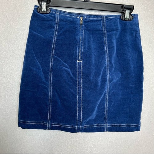 Pacsun blue velvet high waisted mini skirt size 25 - Picture 3 of 4