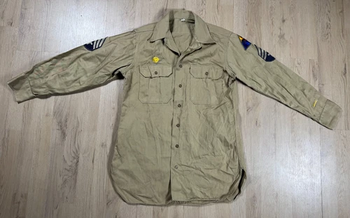WW2 era US Army M1937 Service Shirt Uniform Khaki Military 20th Armor Division R