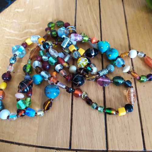 Sautoir Vintage Perles Long 170 Cm Avec Perles En Verre De Murano - Collier Fin 19ème Siècle
