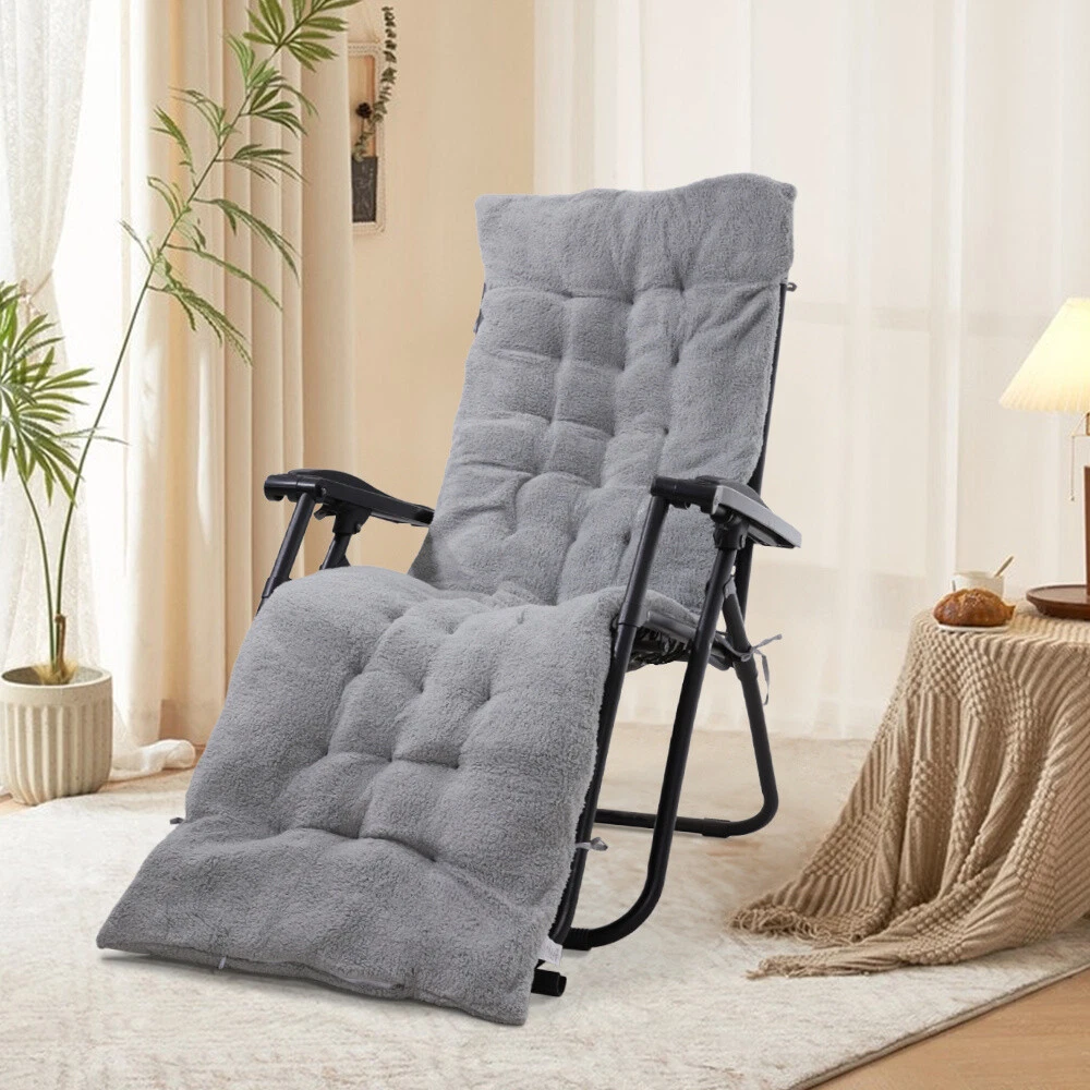 Garden Sun Lounger Chair Recliner Cushion Fluffy Bench Seat Pad Washable Cover