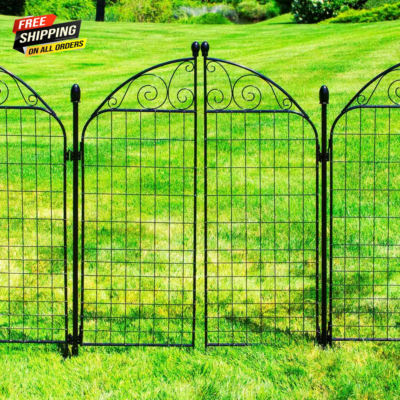Rockdale 41.9 in. H x 34.8in W Black Steel Fence Gate Garden Yard