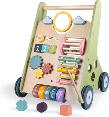 Wooden Baby Walker with Wheels, Baby Walker for Boys 6-12 Months Push Toy, Mo...