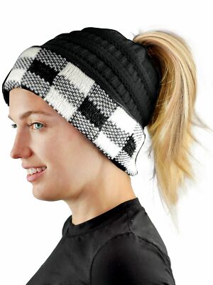 C.C BeanieTail Cable Knit Messy High 
