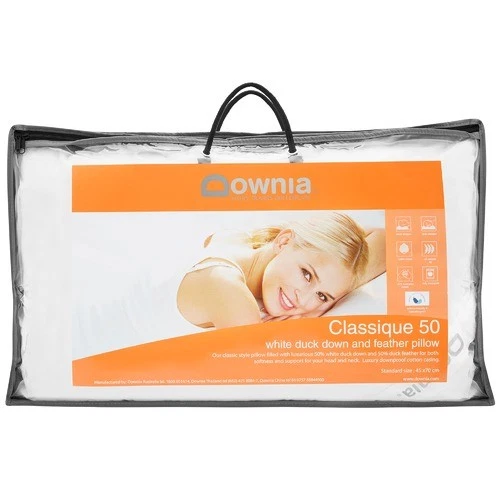 Downia Classique 50 White Duck Down & Feather Pillow Cotton Casing NEW