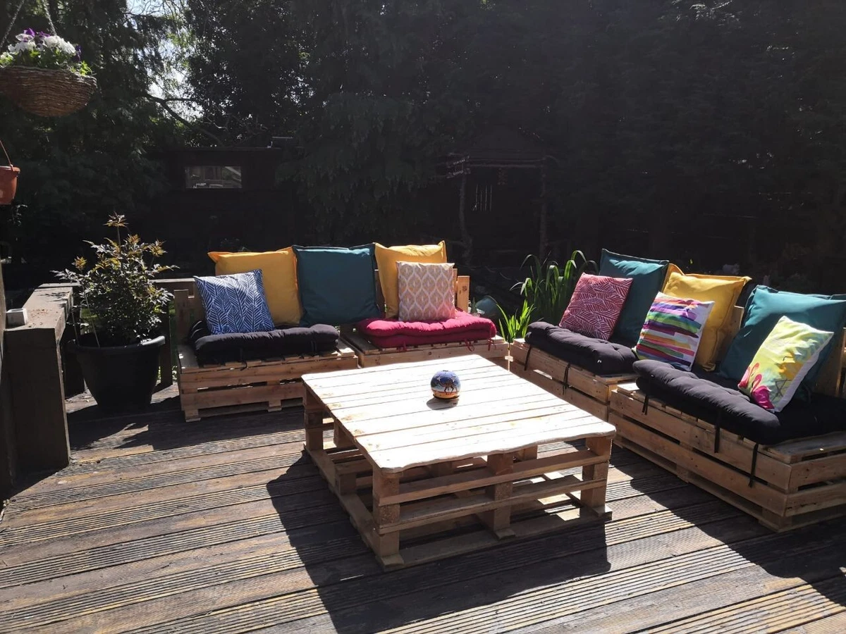 5 pc Wooden Indoor Outdoor Rustic Patio Garden Pallet Furniture