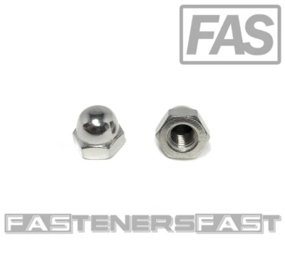 FASTENERCART (10) 5/16-24 Stainless Steel Hex Acorn Cap Nuts - Fine Thread UNF (10 Pieces)