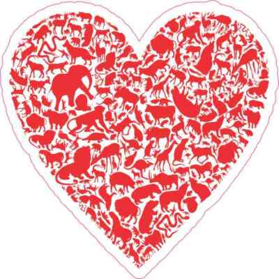 4x4 Red Animal Heart Sticker Vinyl Animals Car Decal Cup Vehicle Bumper Stickers