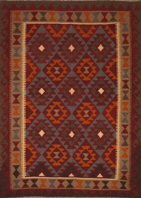 Geometric Reversible Kilim Kelim Tribal Rug 5x7 Flatweave Wool Carpet