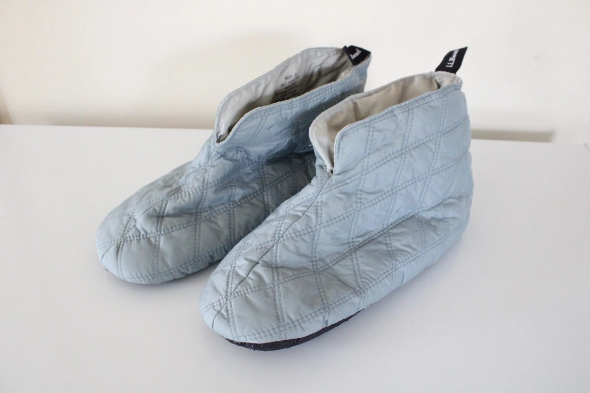 LL BEAN Quilted Slippers Booties Nylon Size S Men 7.5 8.5 Women
