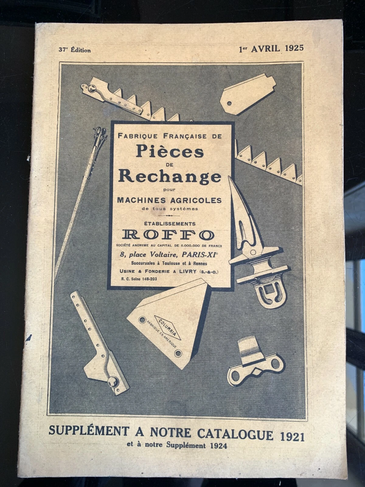 Catalogue Pièces de rechange pour Machine Agricoles "ROFFO" du 1/04/1925 - Photo 1/2