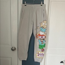 Nickelodeon Rugrats Sweatpants XS Gray Good Tommy Chuckie Graphic Joggers