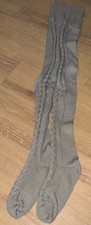 Women  s Long Chunky Knit Socks Gray Over The Knee