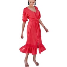 MIRTH Handmade Edition Madrid Caftan Midi Dress in Pink Size Large