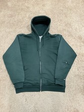 Vintage Pluma Men  s Thermal Lined Green Zip-Up Hoodie Size Large