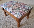 Vintage 80's Floral Jacquard Tapestry Storage Footstool, Sewing or Knitting — photo 7