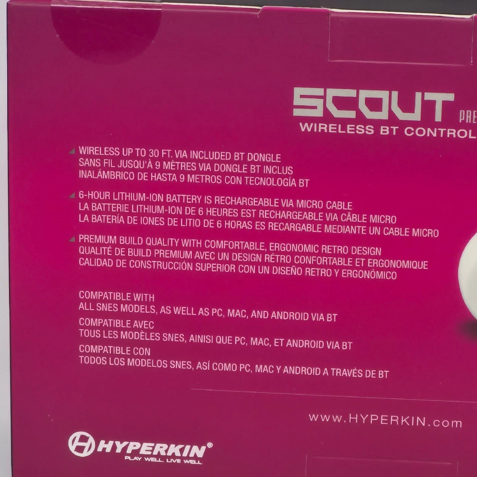 Hyperkin Scout Limited Run Premium Wireless Bluetooth SNES Controller Pink New - Image 3 of 4