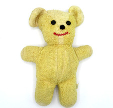 Vintage TYKIE TOY Chenille Teddy Bear 11" Foam Filled Stuffed Yellow USA