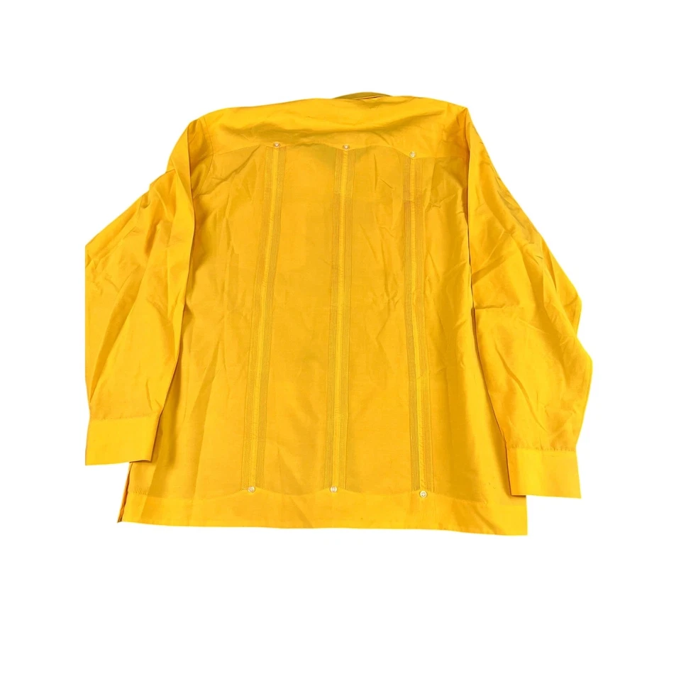 Camisa Guayabera Amarilla Para Hombre Renato Collezione Estilo Mexicano Extra Grande XL Foto 2 de 4