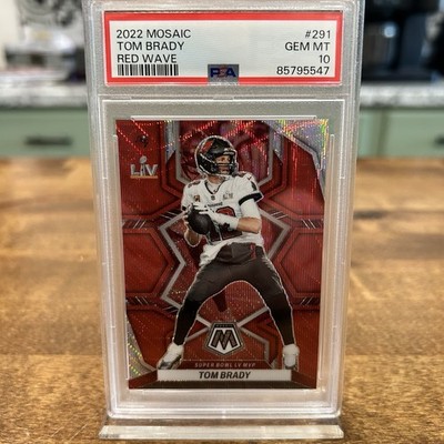 2022 Mosaic Tom Brady Red Wave Super Bowl LV MVP #291 7/9 PSA 10 Tampa Bay POP 4