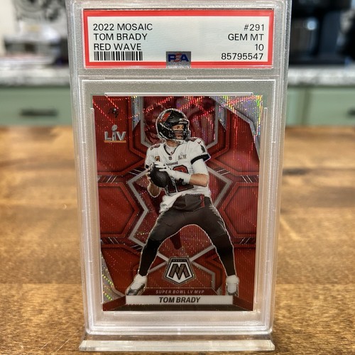 2022 Mosaic Tom Brady Red Wave Super Bowl LV MVP #291 7/9 PSA 10 Tampa Bay POP 4