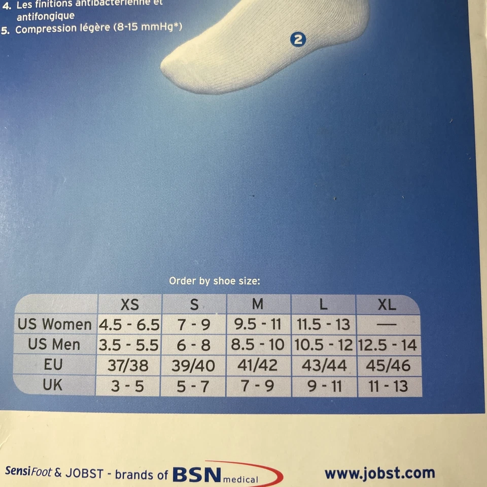 Meia SensiFoot para Diabéticos Conforto e Proteção X-Grande Branca Estilo Joelho Nova Na Caixa - Imagem 4 de 4