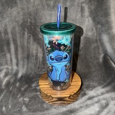 Disney Lilo and Stitch Tropical Pattern Plastic Tall Cold Cup with Lid and Straw