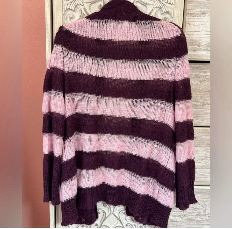 Cárdigan Urban Outfitters a Rayas Rascadas Púrpura Rosa Desgastado Mujer Talla Xs Foto 2 de 4
