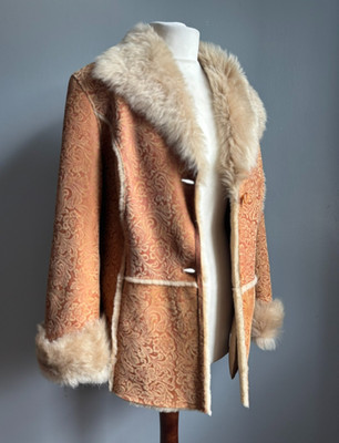 VINTAGE LAMMFELL SHEARLING JACKE 12 10 Lamm Boho Wolle Echt AE Eleganz